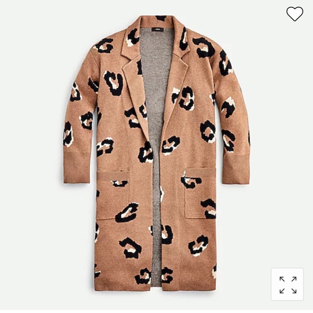 JCrew Ella Open-Front Long Sweater Blazer in Leopard - Size XXS